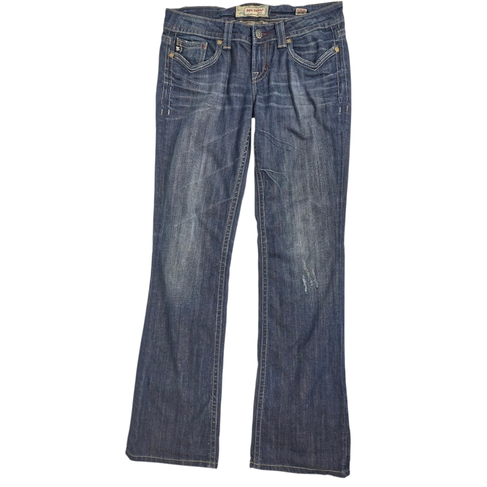 MEK Denim USA Dublin Bootcut Jeans Women’s Sz 29 x 34 Blue Distressed Y2K